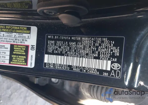 2015 Toyota Corolla S Plus from USA, damaged, VIN 2T1BURHE6FC265666